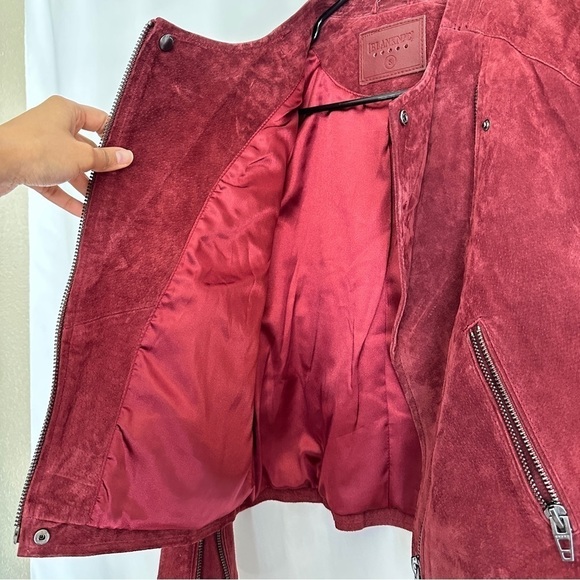 Blank NYC Women's Leather Suede Moto Biker Jacket in Ruby Red #73K-9114NO Sz S - Picture 9 of 15